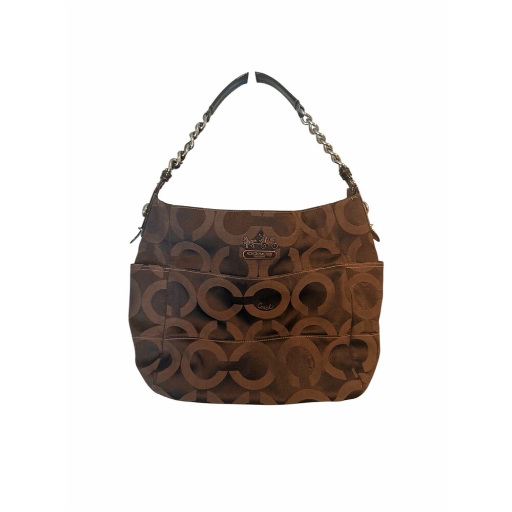 Coach Logo Signature Brooke Shoulder Bag Hobo Y2K Brown